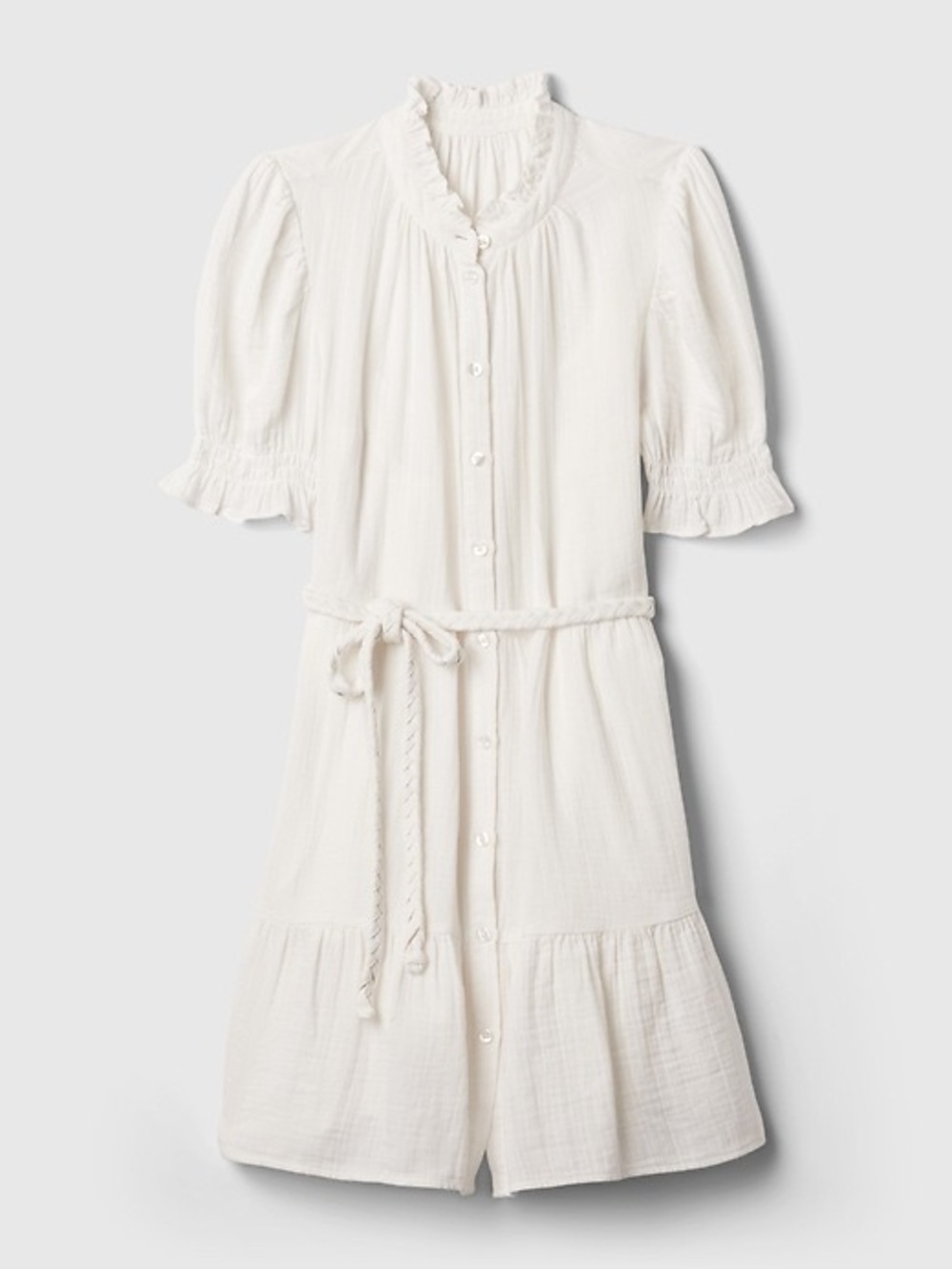 NWT GAP White Cotton Crinkle Gauze Dress Tiered Size Medium NEW